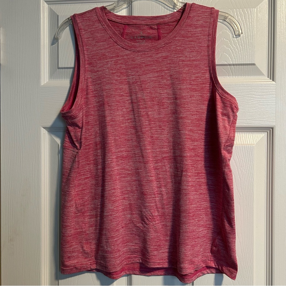 Danskin Tank Top Women's M Heathered Red Sleeveless Stretch Athletic EUC